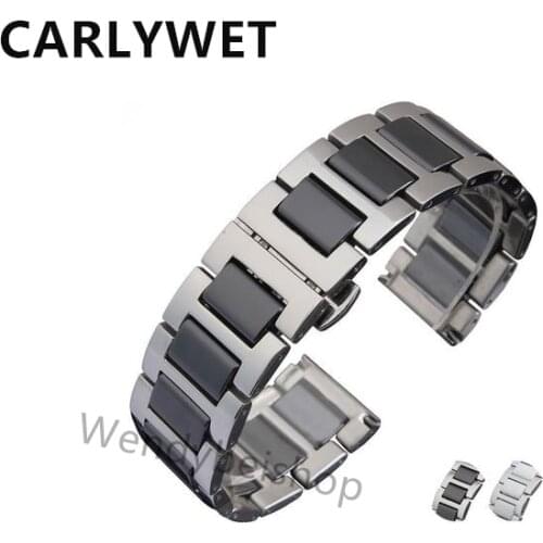 16 18 20mm Silver Solid Steel Watch Band Strap Belt Bracelet Black White Ceramic For Rolex Omega Tudor Longines Seiko