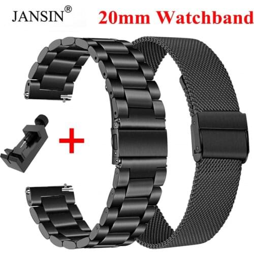 Mesh Milanese & Stainless Steel Watchband 20mm For Samsung Galaxy Watch 42mm/Active 2 40mm 44mm Band Amazfit Bip/GTS/GTR 42MM
