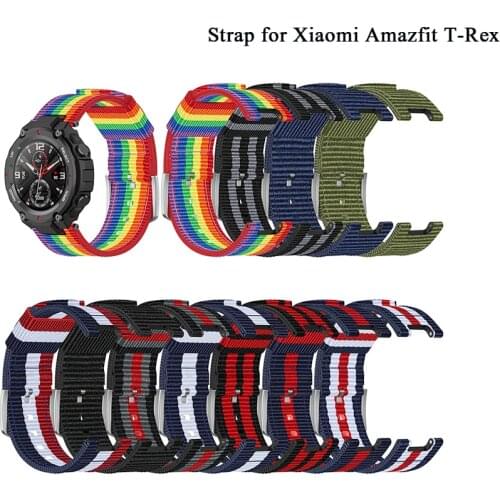 Canvas Nylon Replacement Watchband Strap for Xiaomi Amazfit T-Rex Smartwatch Bracelet Accessories