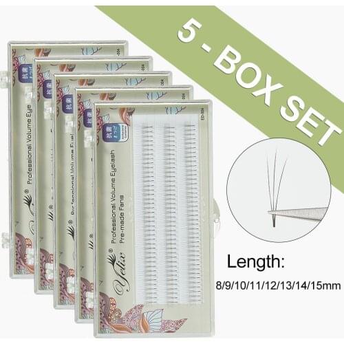 Yelix 5 cases/lot premade volume fans 2D 3D 4D 5D individual lashes extension short root pre-made fans eyelashes extension