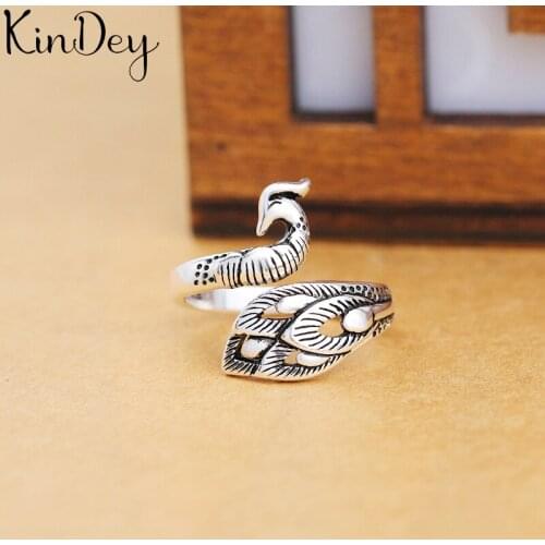 Romantic Sweet Silver Color Peacock Rings for Women Lady Adjustable Size Rings bague femme