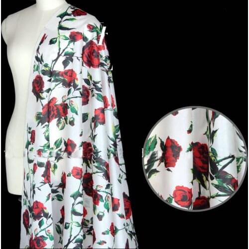 Rose Digital Printed heavy Silk Organza satin fabric