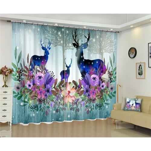 Christmas elk Mordern 3D Blackout Window Curtains For Living room Bedding room Hotel/Office Curtain Drapes Cortinas para sala