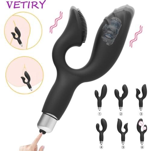 VETIRY Silicone Brush Vibrator G-spot Massage AV Dildo Clitoris Vagina Stimulator Sex Toys for Women Masturbation Silicone
