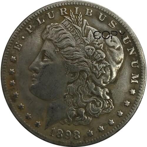 Untied States of America 1898 s 1 One Dollar Morgan Dollars Cupronickel Silver Plated Copy Coins