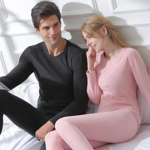 Men Women Thermal Underwear Mens Suit Ground Wool Heat Long Johns Womens Cold Proof Cotton Undershirt