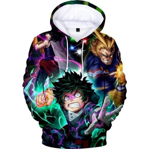 Spring 3D Printing Japan Anime My Hero Academia Men And Women Oversized Hoodie Harajuku Street Streetwear Hooded Sweatshirts Top