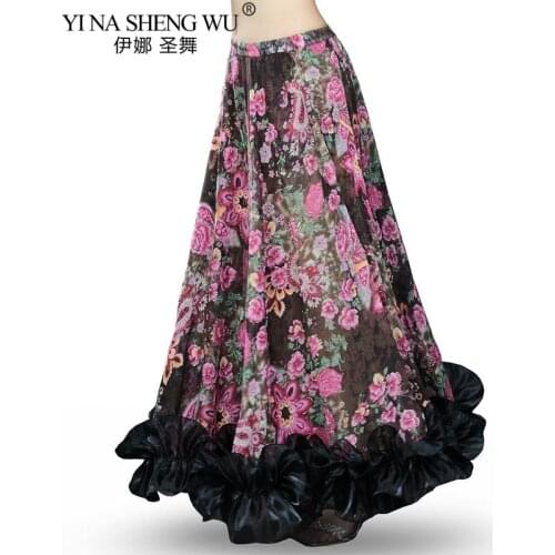 Spanish Belly Dancing Long Skirt Flamenco Skirts Chiffon Large Gypsy Swing Belly Dance Skirts Gypsie Costume Tribal Skirt Adult