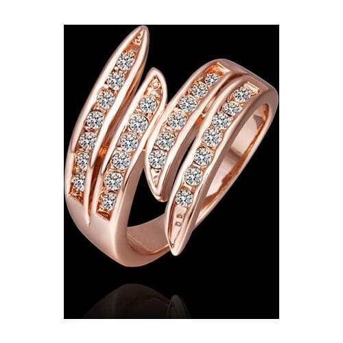 Ladies Angel Ring Wedding Engagement Crystal Rings Jewelry For Women Rose Gold High Quality