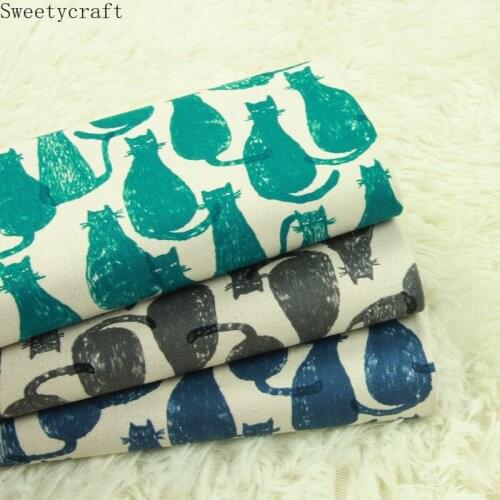 110x45cm Thick 100% Cotton Fabric By Yard Cat printed Cloth for DIY Handmade Sewing Patchwork Needlework Dress Home Decor Tissue