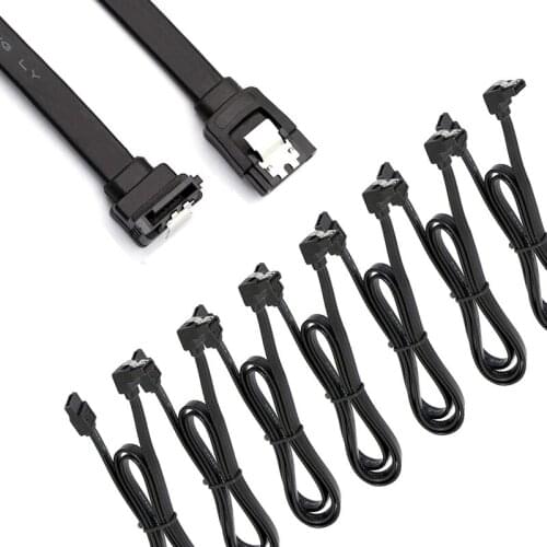 12-Pack 90 Degree Right Angle Cable Matters Straight SATA III 6.0 Gbps SATA Cable Black - 16 Inches