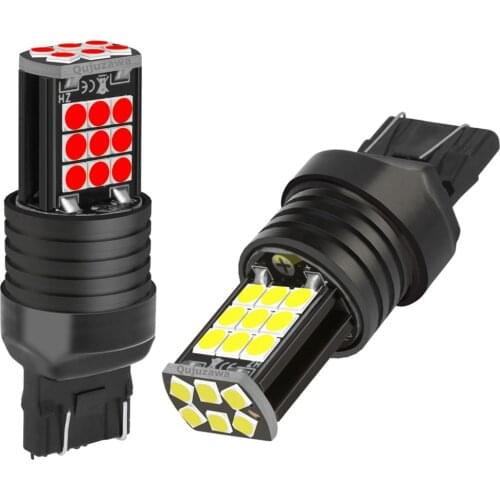 2PCS T20 7443 W21/5W Super Bright LED Car Tail Brake Bulb Turn Signals Auto Rear Fog Lamp Daytime Running Light Red White Yellow