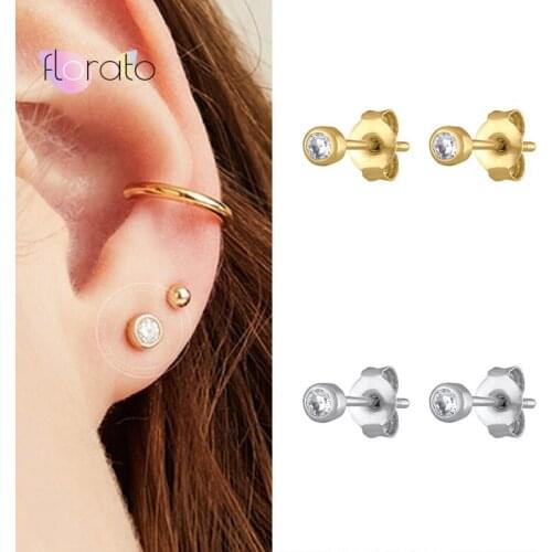 925 Sterling Silver Ear Needle Tiny Crystal Stud Earrings Simple Geometry Earrings Small Earrings Party Jewelry Gifts