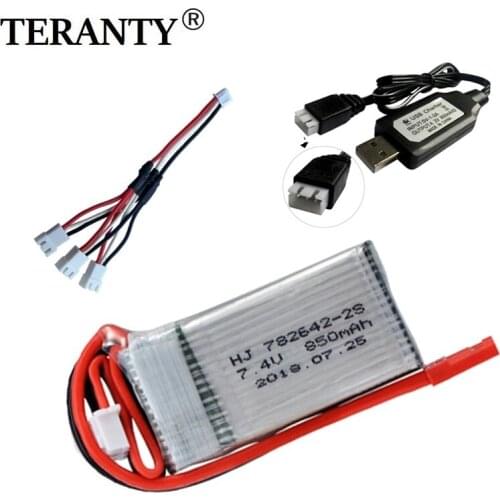 7.4V 850MAH lipo battery with usb For WLtoys V912 V262 V353 BQ202 RC Quadcopter Helicopter Spare Parts for 7.4v drone battery