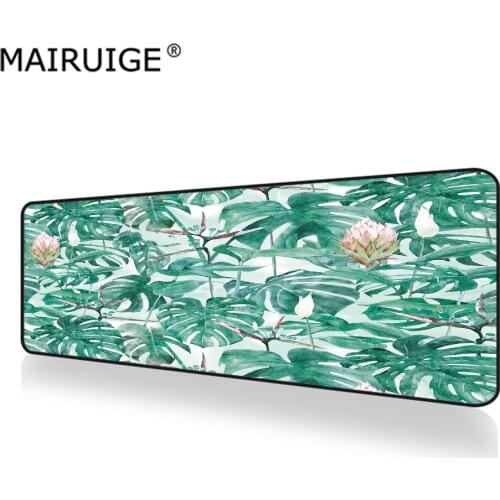 Large Mouse Pad Banana Leaf Tropical Rainforest Mouse Mat Cactus Green Leaf Landscape DIY Custom Keyboard Pad Mousepad 900x400mm