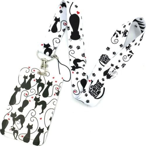 Black Cat Paws Credit Card ID Holder Bag Student Women Travel Bank Bus Business Card Cover Badge Accessories Gifts Decorations