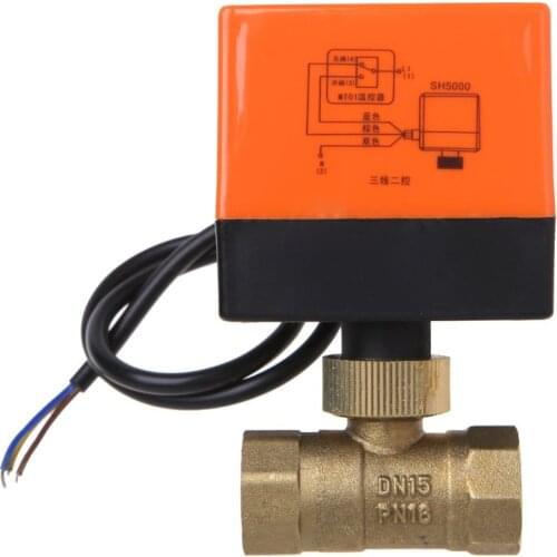 DN15/DN20/DN25 Electric Motorized Thread Ball Valve Brass AC 220V 2 Way 3-Wire 1.6Mpa with Actuator For water, gas, oil