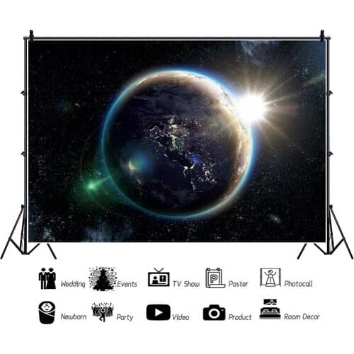 Good Night Earth Cosmic Rays Starlight Portrait Photography Backdrop Decor For Photo Background Studio Photocall Props
