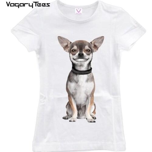 Cute Funny Smile Dog T Shirt Women Chihuahua lovers print TShirt funny Pug design lovely girl t-shirt Tees