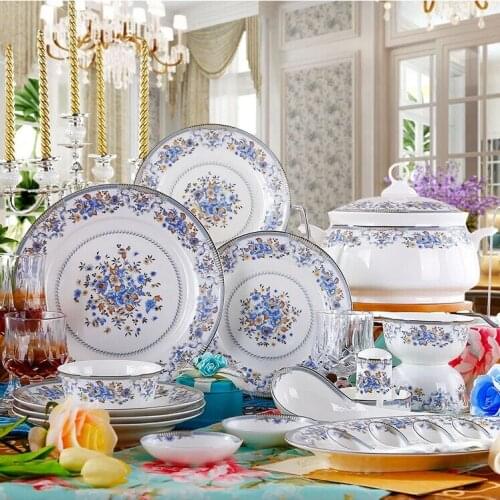 Jingdezhen ceramics 56 pieces bone china tableware set manufacturer gift tableware hotel tableware Bowl Dish Set