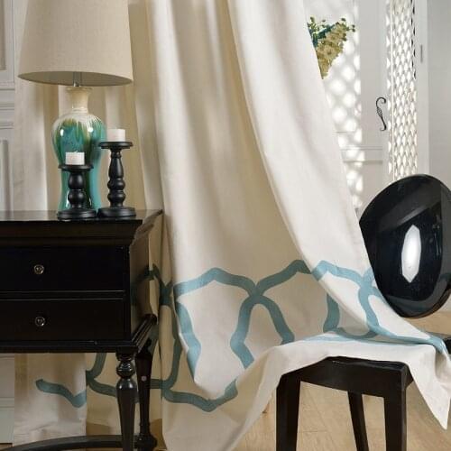 Chinese Curtains for Living Room Bedroom Modern Simple Cotton Linen Embroidered Curtain Fabric Rayon Base Fabric Curtain Custom