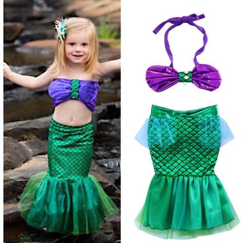 Baby Girls Lace Bikinis Outfits Headband Kid Chiffon Scales Sequins Costume Kids Swimwear Girl Bowknot Swimsuit Newborn Outfits