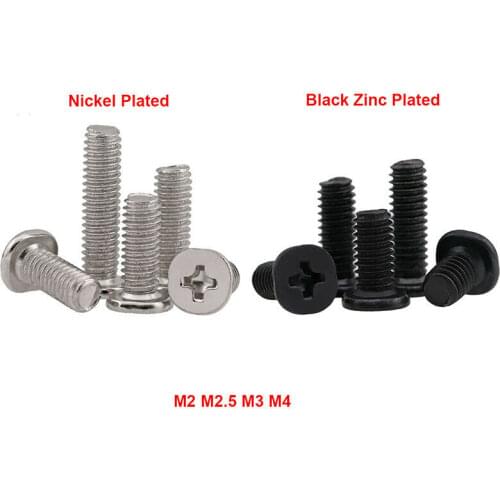 M2 M2.5 M3 M4 CM PhillipsThin Head Machine Screws Zinc/Ni Plated Steel Cross Low Short Wafer Large Flat Head Thin Edge Blots