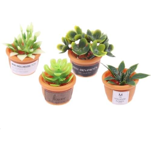 4Pcs/lot Dollhouse Miniature Green Mini Potted For Green Plant In Pot