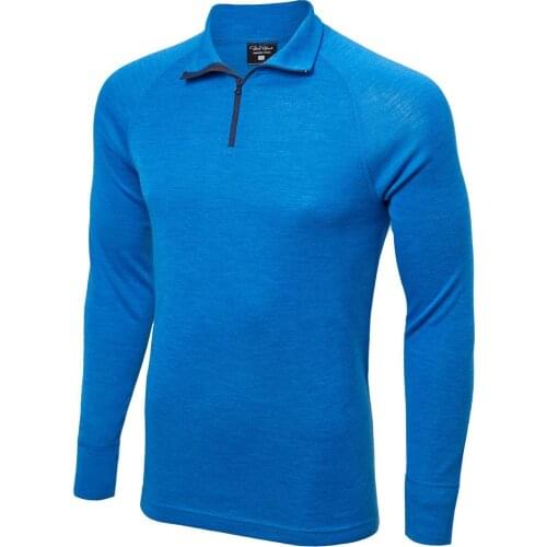 Mens Merino Wool Base Layer Top - 1/4 Zip Merino Wool Long Sleeve Thermal Shirt Top Odor Resistance Breathable Quick Dry Size