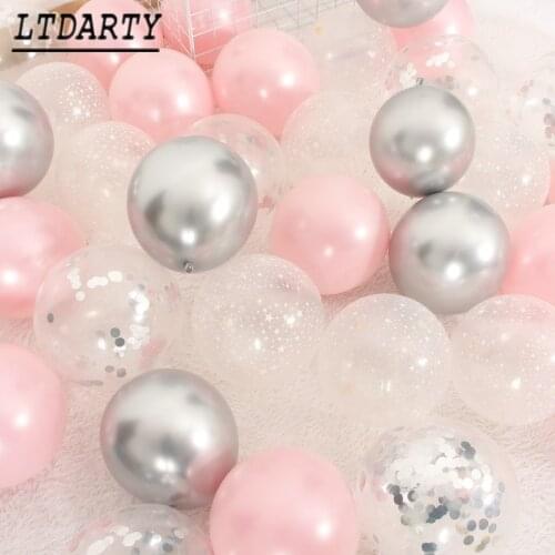 20pcs Pink silver Confetti star balloons Set Chrome metallic silver ballon Birthday Party Wedding Decoration Wedding Anniversary