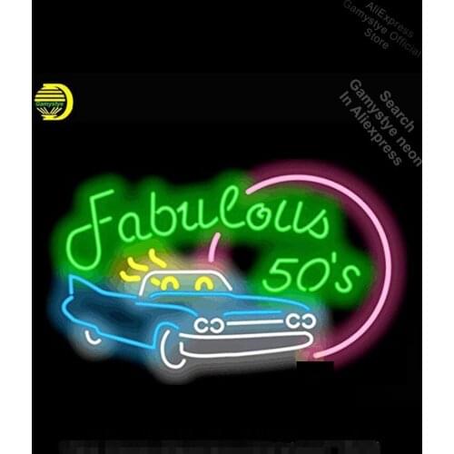Neon Sign Fabulous 50s Car neon Light Sign Beer Bar Pub Sign Neon Signs For Home Light Advertisement Custom Business Signs beer