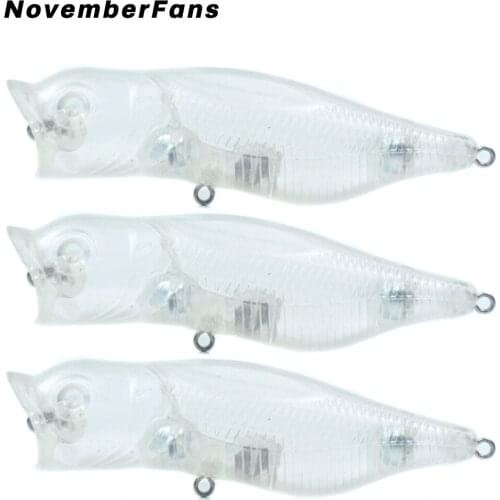 NovemberFans 10pcs/lot Hard Plastic Body Blank Popper Lures 8.5cm 14.5g Rattle Unpainted Float Artificial Bait New