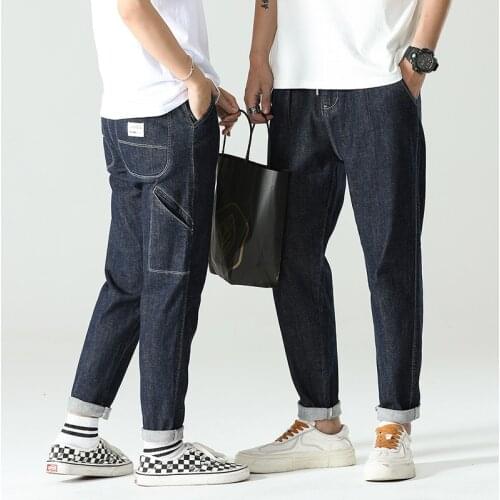 Firmranch New Men/Women Deep Blue Elastic Jeans For Men 2020 Business Casual Pencil Jeans Homme Loose Play boy Jean Large