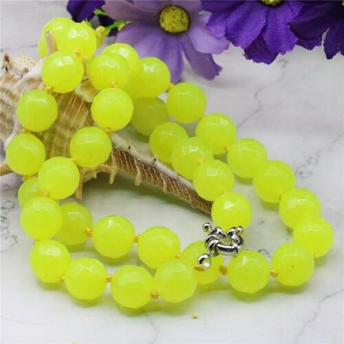 10mm Faceted Green Peridot Jewelry Necklace For Women Hand Made Rope Chain Beads DIY Fashion Jewelry Making Design Natural Stone