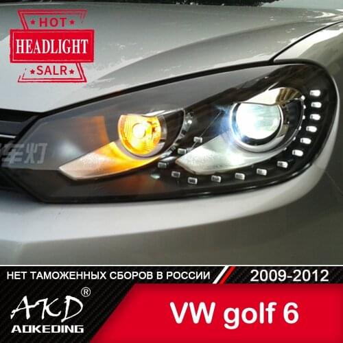 For Car VW Golf6 GOLF 6 2009-2012 MK6 Head Lamp Car Accessory Fog Lights Day Running Light DRL H7 LED Bi Xenon Bulb Headlights