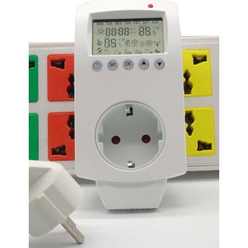 16A 230V switchover 6 periods setting Programmable Plug In Thermostat EU