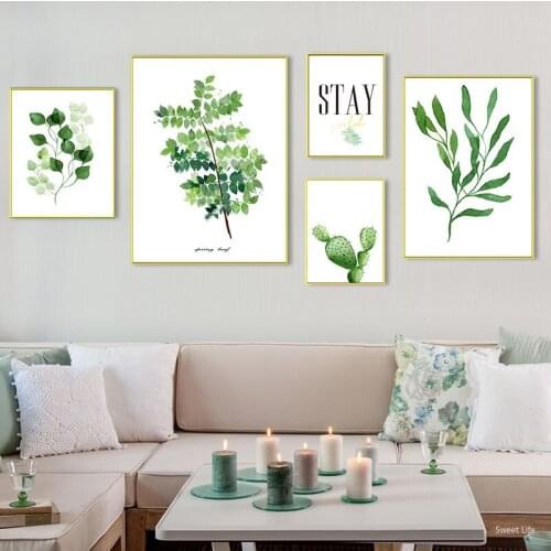 Watercolor Plant Leaves Minimalist Posters and Prints Wall Art Canvas Paintings Wall Picture for Modern Living Room Home Decor