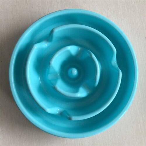 Plastic Pet Feeder Anti Choke Dog Bowl Puppy Cat Slow Down Eatting Feeder Healthy Diet Dish Jungle Design Pink Blue Green