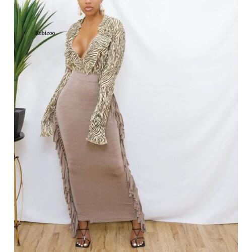 Sexy Womens Skirt Solid Color Cute Fringe On Both Sides Skirt Ladies Bag Hip Skirt Plus Size