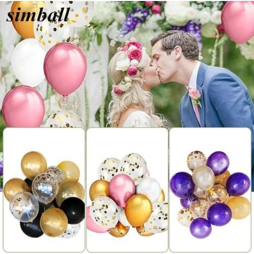 15pcs 12inch Confetti Balloons Romantic Wedding Decoration Gold Pink Purple Latex Balloons Kids Birthday Party Balloons Supplies