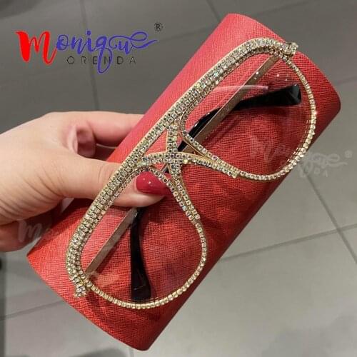 Women sunglasses 2021 Luxury Rhinestone Oversized Sun Glasses Men Vintage Brand Designer eyewear Oculos De Sol Feminino