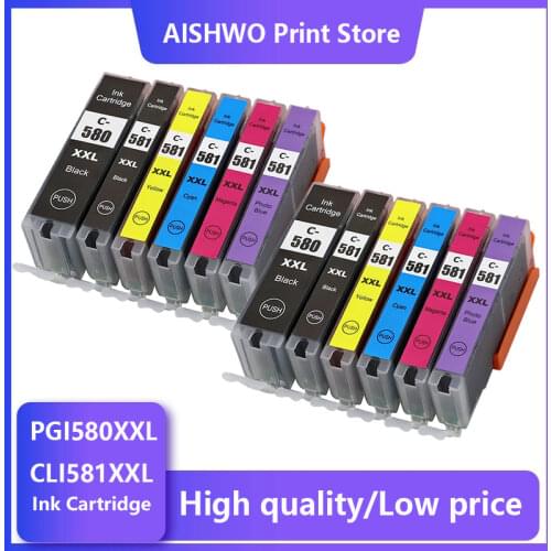 12PK Compatible pgi580 cli581 ink for Canon PGI 580 PGBK CLI 581 BK/C/M/Y/PBK XL for PIXMA TS8150 TS8151 TS8152 TS9150 TS9155