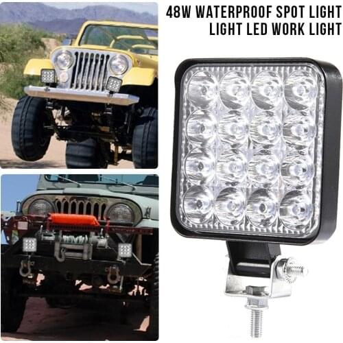 48w LED Flood Work Lights 16x3 watt Square IP68 Waterproof Off-road Spot Light Work Lamp For Jeep Cabin/Boat/SUV/Truck/Car/ATV