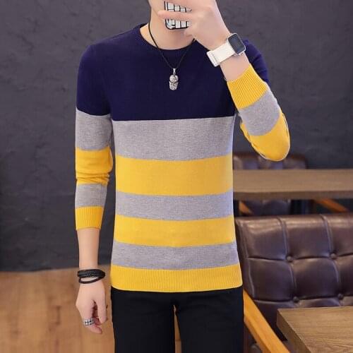 Striped Sweater Red and Black Two Colors M-Xxl Hot Sale Mens Sweater 2021 Spring Autumn New Students South Korean Slim Youth