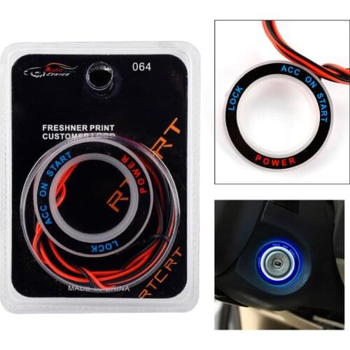 TAIHONGYU Car Ignition Key Switch Key Hole Blue LED Light Ring Cricle Universal Fit for Ford