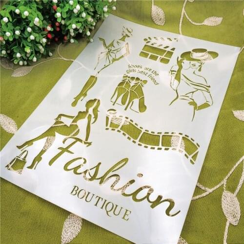 21*29.5 Film girl scrapbook stencils spray plastic mold shield DIY cake hollow Embellishment printing lace ruler Easter