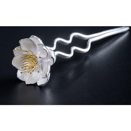 Vintage Lotus Hairpin For Women S925 Sterling Silver Luxury Female Hair Sticks Original Handmade Vintage Jewelry