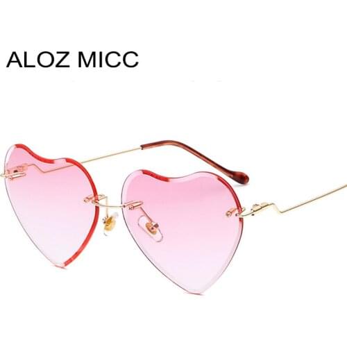ALOZ MICC Rimless Heart Sunglasses Women 2018 Brand Designer Trends Sunglasses Women Summer Style Eyewear Q564
