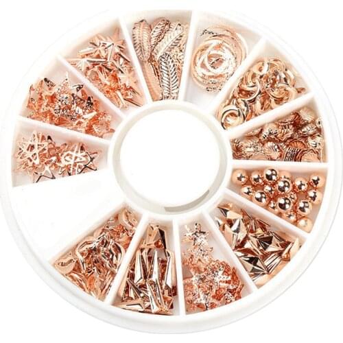 1 Box Metal Rivet Cross Bead Leaf Moon Star Nail Tips Decorations Manicure Tool Nail Decorations Gold Decals As Nail Decorations