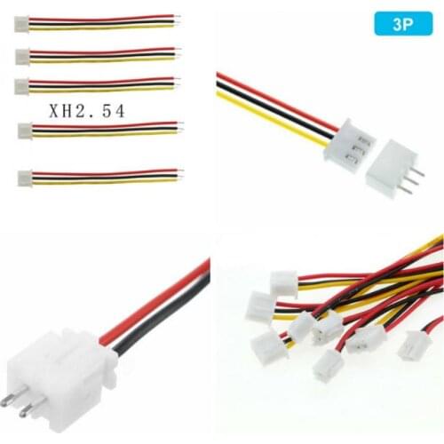 10 sets Wire Cable Connector 3 Pin Pitch Male Female Plug Socket XH2.54-3P With Wires Length 100mm